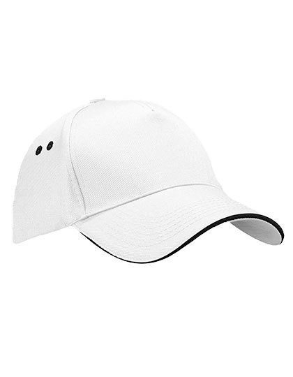 Ultimate 5 Panel Cap - Sandwich Peak - White / Black / One Size
