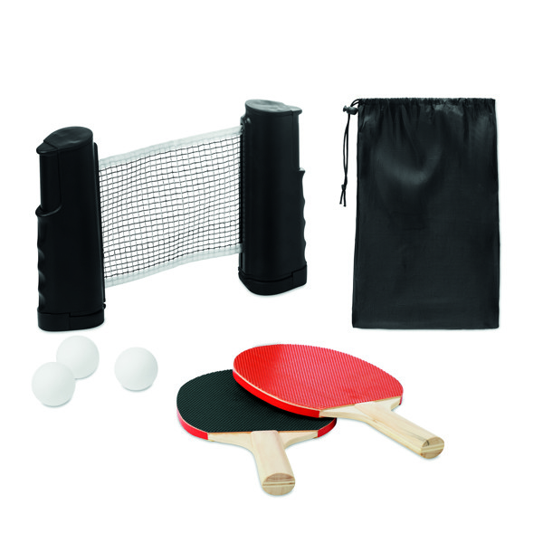 Set za namizni tenis z raztegljivo mrežo, torbica RPET