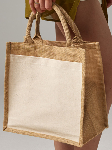 Cotton Pocket Jute Midi Tote