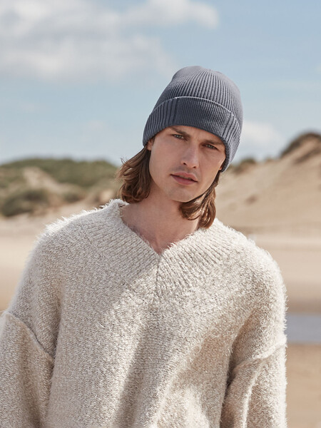 Organic Cotton Engineered Patch Beanie - Graphite Grey