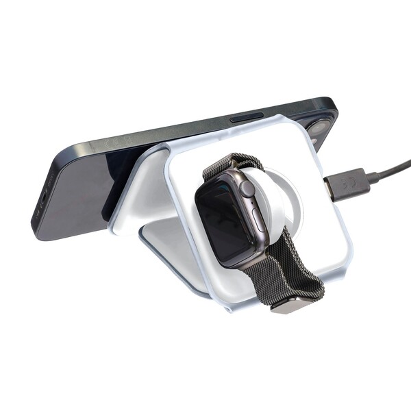 Chargeur sans fil Trigo | Recyclé | 3-en-1 - blanc
