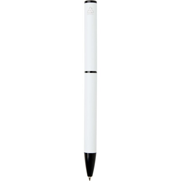 Verton recycled aluminium twist ballpoint pen with sleeve (blue ink) - White
