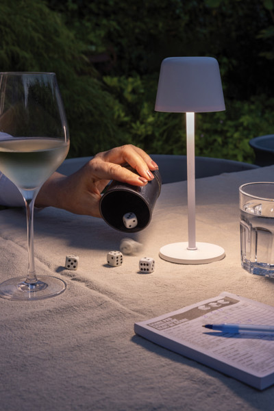 USB dobíjateľná stolná lampa Zenic z RCS recykl. plastu, biela -