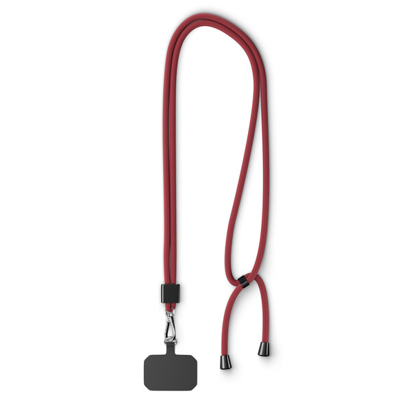 Crossbody, trendy 2-tone cord phone holder made of recycled polyester (rPET) - Medium Scarlet Red / Black accessories