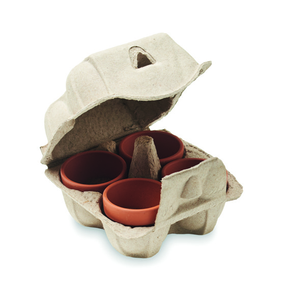 Cress growing kit, 4 terracotta pots, EU made