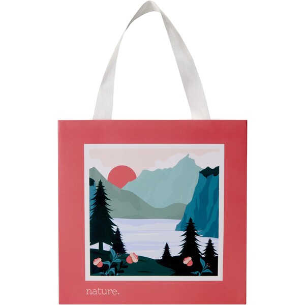 Smartfold 230 g/m2 paper bag with ribbon handles and matt lamination -  24 x 10 x 24 cm - White