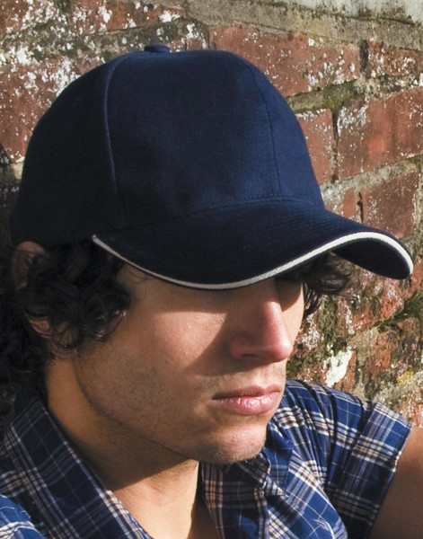 Sandwich Brushed Cotton Cap - Black / Red / ONE SIZE