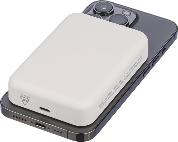 Gerecyclede draadloze oplader powerbank Meno - wit