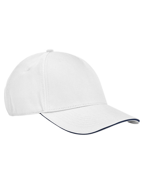 Earthaware® Clas. Org. Cotton 5 Panel Sandwich Peak - White / French Navy / ONE SIZE