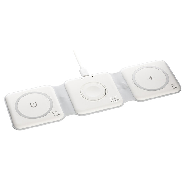 3-en-1 Chargeur sans fil rapide PORTANOVA - blanc / 15 Watt