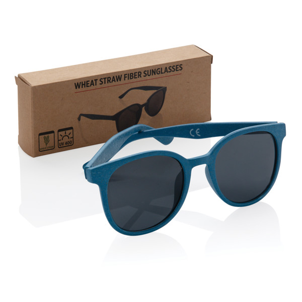 Lunettes de soleil en fibre de paille - Bleu