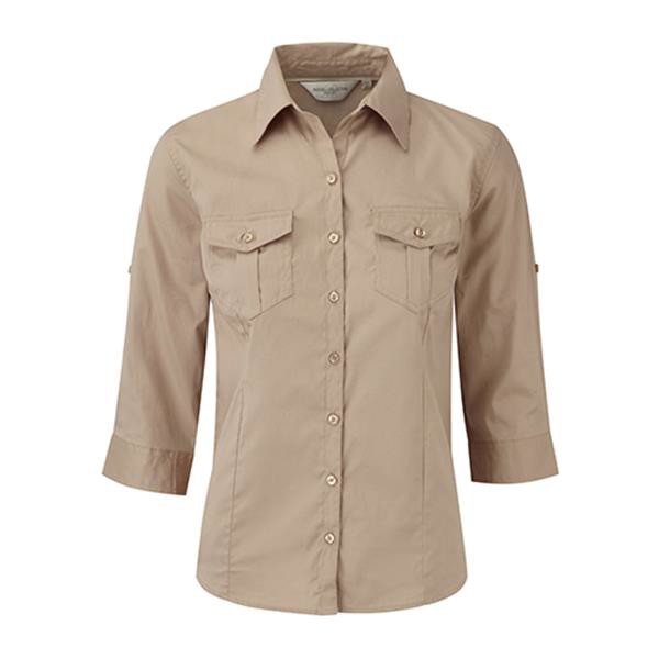 Camisa Senhora Manga 3/4 130G - 100% Sarja - Algodão - Branco / S