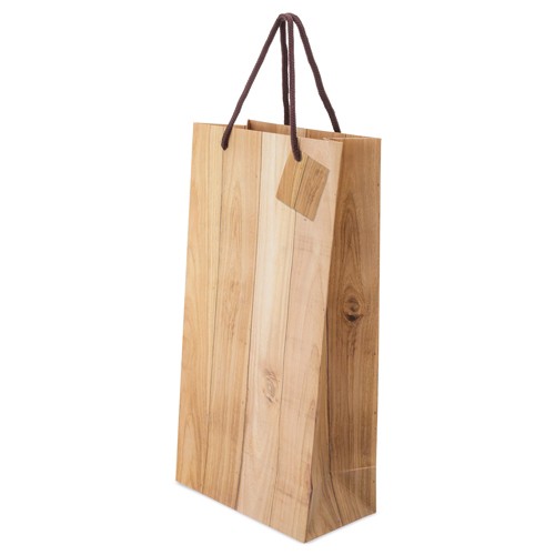 WOOD EFFECT PAPER BAG FOR 2 BOTTLES "ABETO"
