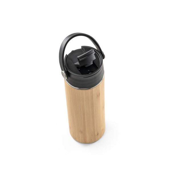 LAVER. Bouteille thermos 440mL en bambou, acier inox et PP