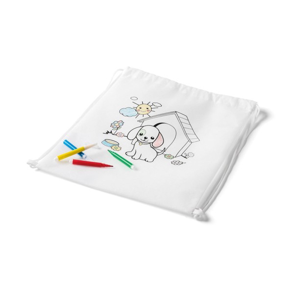 PS - DRAWS. Children's drawstring bag for colouring