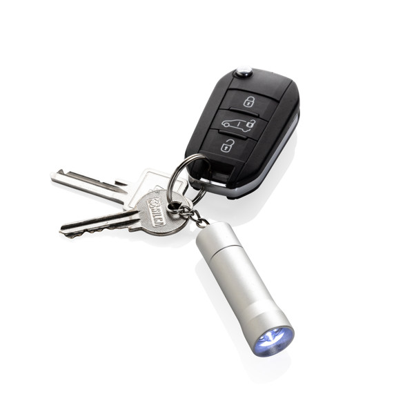 Flash RCS recycled aluminium keychain torch - Silver Grey