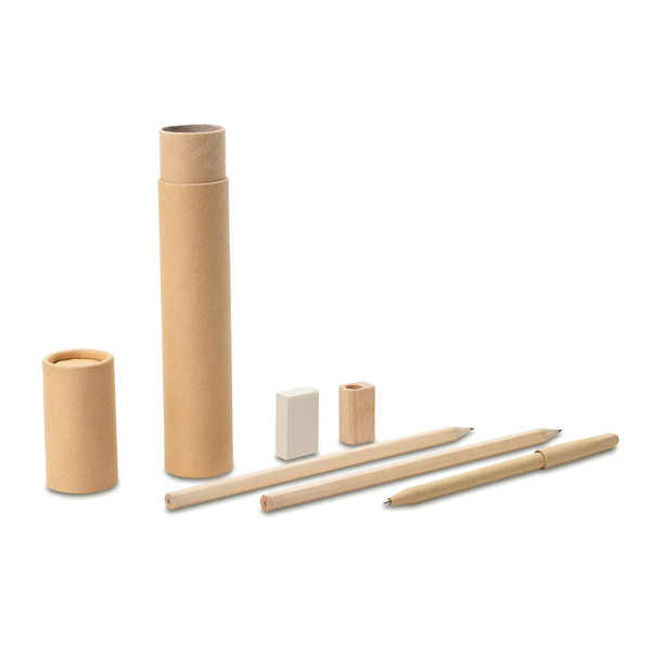 Stationery set in a tube