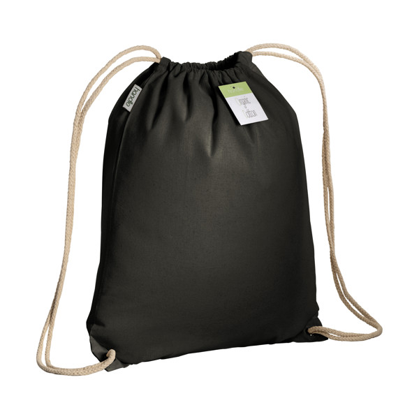 Organic Cotton Drawstring Bag With Reinforced Corners - Black