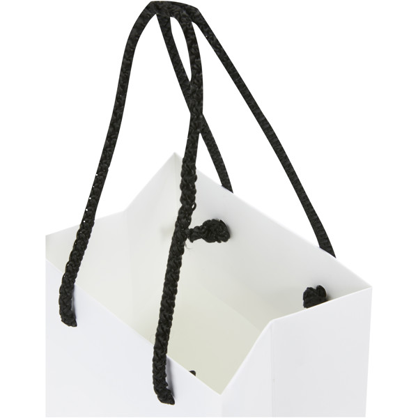 Handmade 170 g/m2 integra paper wine bottle bag with plastic handles - White / Solid Black