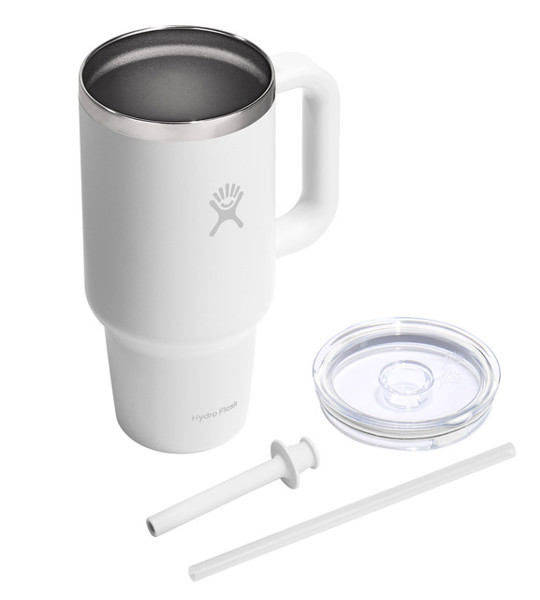 32 OZ TRAVEL TUMBLER CLEAR LID WHITE