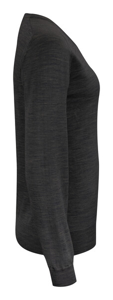 Merino V-Neck Woman Dark Grey melange XL