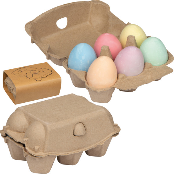 Chalk eggs in cardboard box GIZELA - Beige
