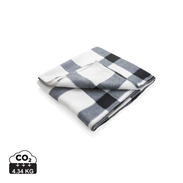 Soft plaid fleece blanket - White