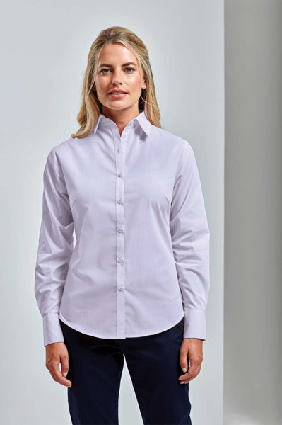 Women's Long Sleeve Poplin Blouse - White / XL