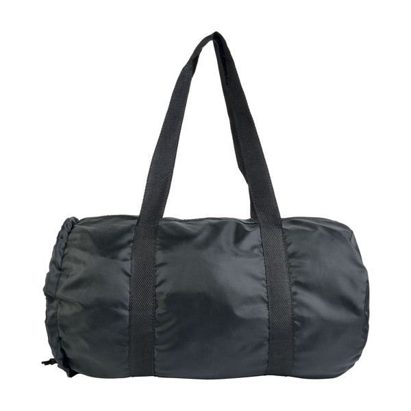 210D Polyester Cylindrical Foldable Sports Bag - Black