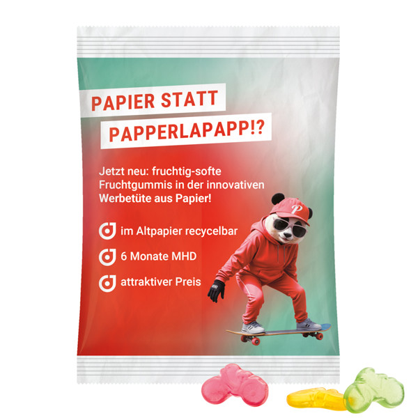 Maxi bag 50g, recyclable paper white, Trolli fruit jelly gums bicycle | Premium quality Trolli fruit jelly gums bicycle, 50 g
