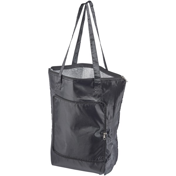 Cool-down zippered foldable cooler tote bag - Solid Black