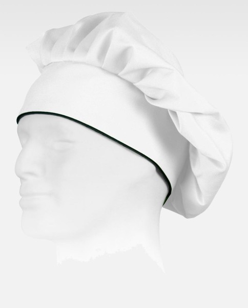 Gorro Francês de Cozinha Estilo Cogumelo - Branco / Preto 