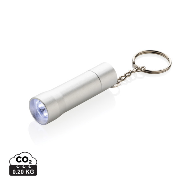 Flash RCS recycled aluminium keychain torch - Silver Grey