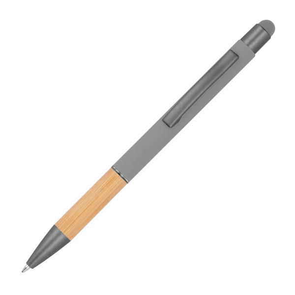 BRYGIDA Guľôčkové pero s bambusovou rukoväťou - Silvergrey