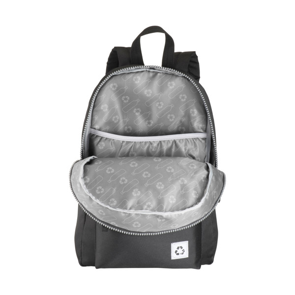 Laptop Backpack In Recycled Pet With A Melange Effect - Black