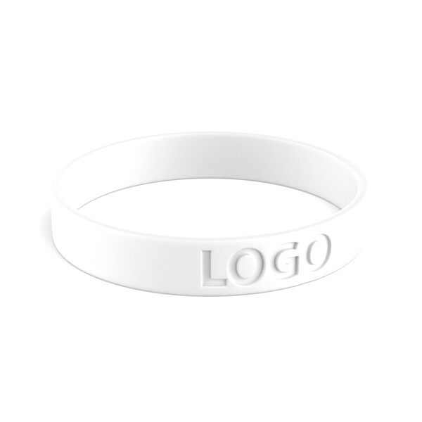 Customised silicone wristbands (12mm width) - White / 18x1.2x0.2cm