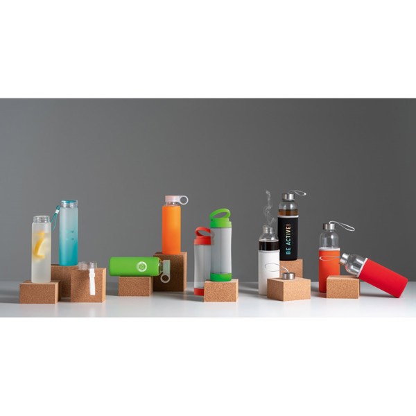 QUINTANA. Bouteille de sport 390mL en verre avec bouchon en PP - Orange