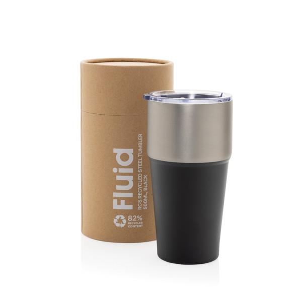 Termohrnček Fluid 500ml z RCS recyklovanej ocele - Čierna