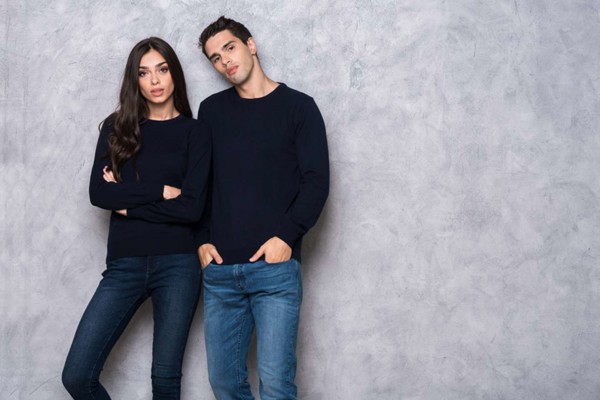 Ladies’ Crew Neck Fine Gauge Cotton Pullover - Light Melange Grey / L