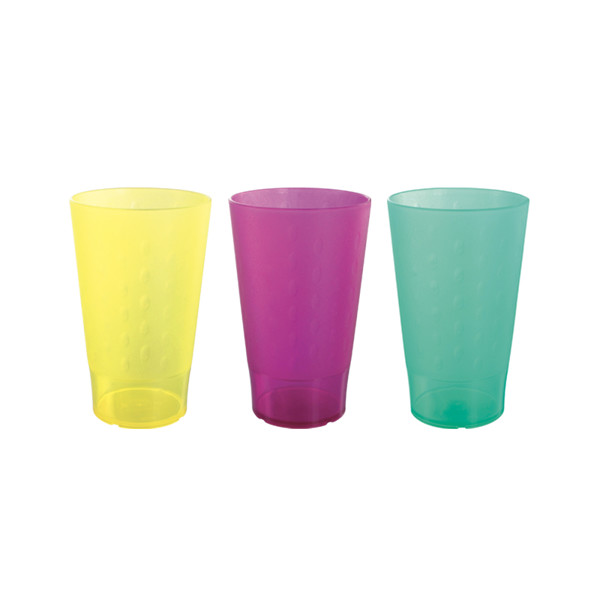 GOBELET PLASTIQUE REUTILISABLE 33 cl - PREMIUM - Rose translucide