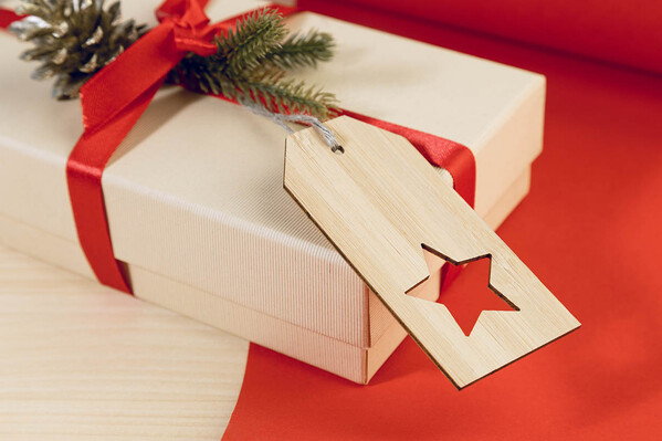 Étiquette cadeau en bambou BamTag, étoile - Naturelle