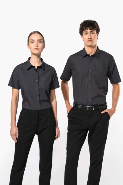 Ladies' Short-Sleeved Cotton Poplin Shirt - White / 2XL