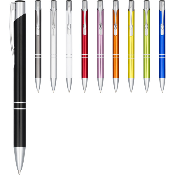 Moneta anodized aluminium click ballpoint pen (blue ink) - Chrome