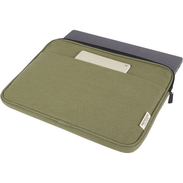 Housse pour ordinateur portable Joey de 2 L en toile recyclée GRS 14 pouces - Olive