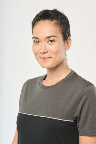 Unisex Eco-Friendly Short Sleeve Two-Tone T-Shirt - Black / Dark Grey / M