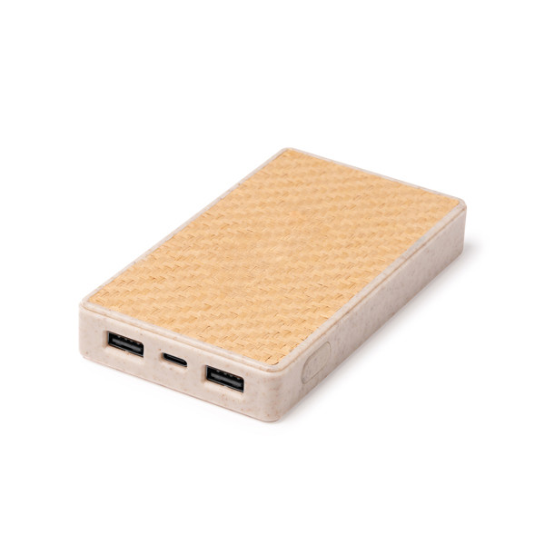 Custom wheat fiber power bank 10,000 mAh with USB-C output