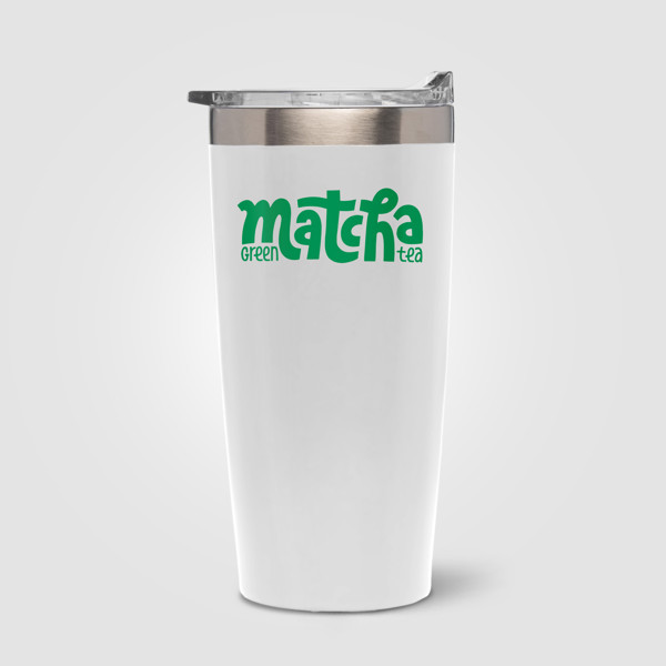 Eldur Gobelet Isotherme Double Paroi en Acier Inoxydable - 530 ml - Blanc / Sérigraphie