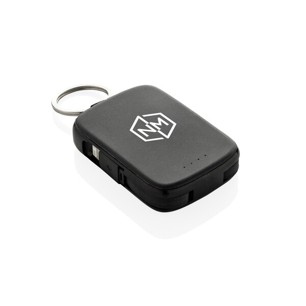 Nexo RCS kľúčenka s powerbankou 2000 mAh a int. káblami - Čierna