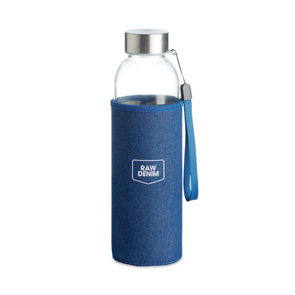 Utah Denim glass sport bottle 500 ml, neoprene pouch