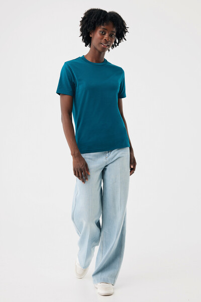 Lehké tričko IQONIQ Sierra z recykl. bavlny - Dark Teal / XS